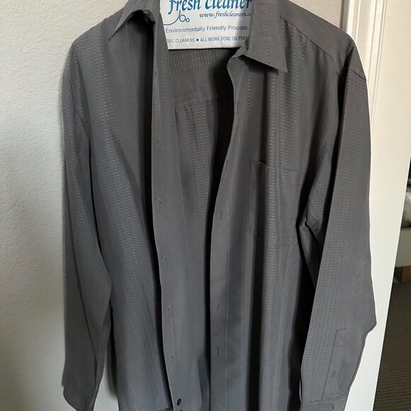 Grey long sleeve button up designer dress shirt by Alfani #mensfashion - Picture 4 of 5